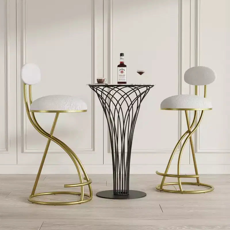 Upholstered Counter Height Bar Stools Set of 2 with Metal Frame and Footrest