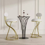 Upholstered Counter Height Bar Stools Set of 2 with Metal Frame and Footrest