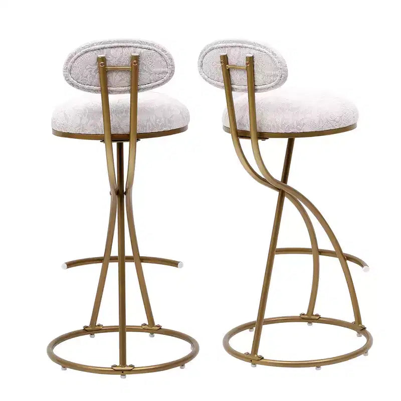 Upholstered Counter Height Bar Stools Set of 2 with Metal Frame and Footrest