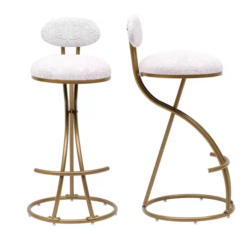 Upholstered Counter Height Bar Stools Set of 2 with Metal Frame and Footrest