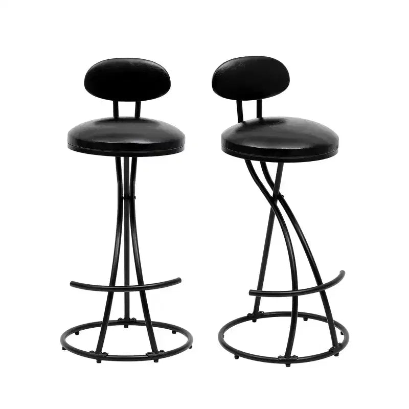 Upholstered Counter Height Bar Stools Set of 2 with Metal Frame and Footrest