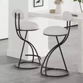 Upholstered Counter Height Bar Stools Set of 2 with Metal Frame and Footrest
