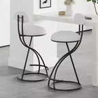 Upholstered Counter Height Bar Stools Set of 2 with Metal Frame and Footrest