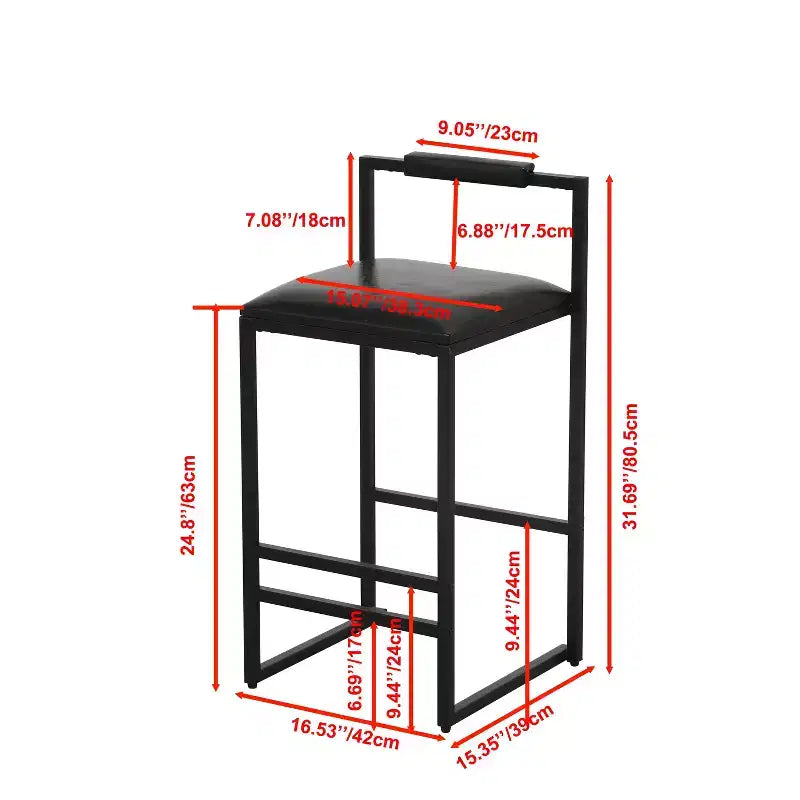 Bar Stools with Backrest Set of 2 - Counter Height, PU Upholstered, with Footrest