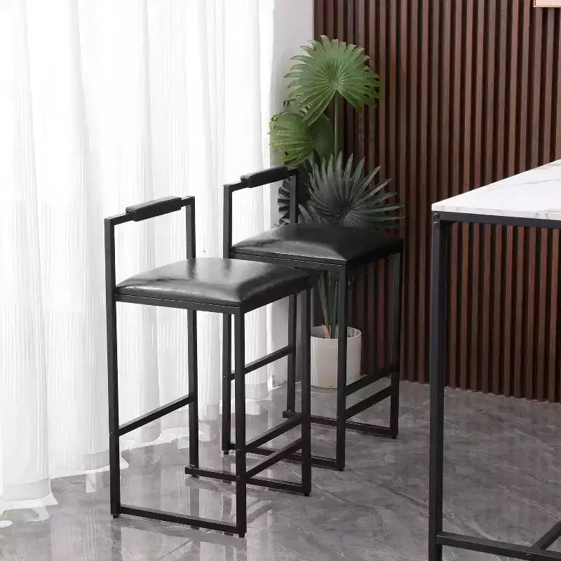 Bar Stools with Backrest Set of 2 - Counter Height, PU Upholstered, with Footrest