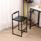 Bar Stools with Backrest Set of 2 - Counter Height, PU Upholstered, with Footrest