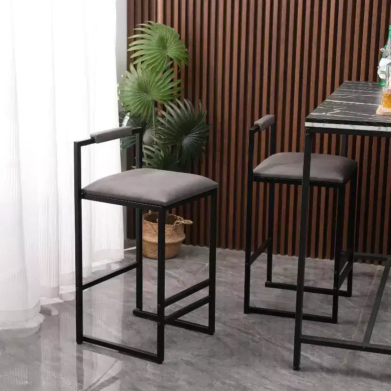 Bar Stools with Backrest Set of 2 - Counter Height, PU Upholstered, with Footrest