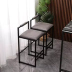Bar Stools with Backrest Set of 2 - Counter Height, PU Upholstered, with Footrest