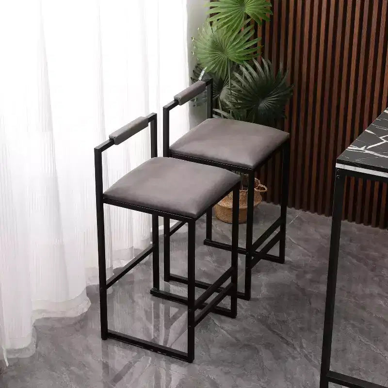 Bar Stools with Backrest Set of 2 - Counter Height, PU Upholstered, with Footrest