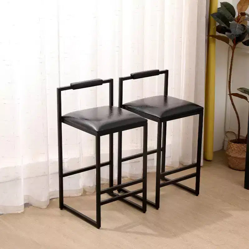 Bar Stools with Backrest Set of 2 - Counter Height, PU Upholstered, with Footrest