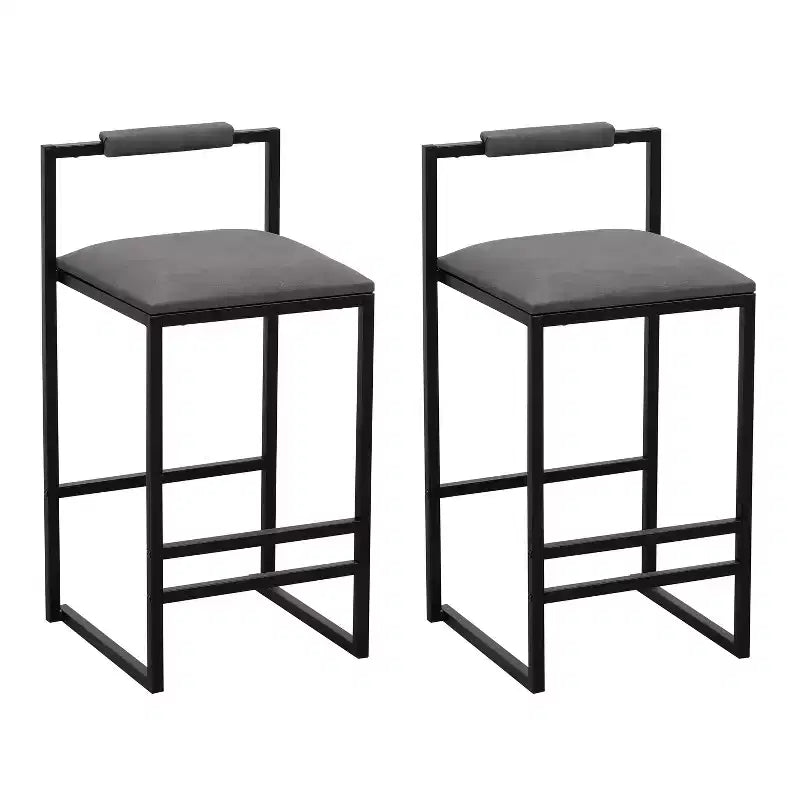 Bar Stools with Backrest Set of 2 - Counter Height, PU Upholstered, with Footrest