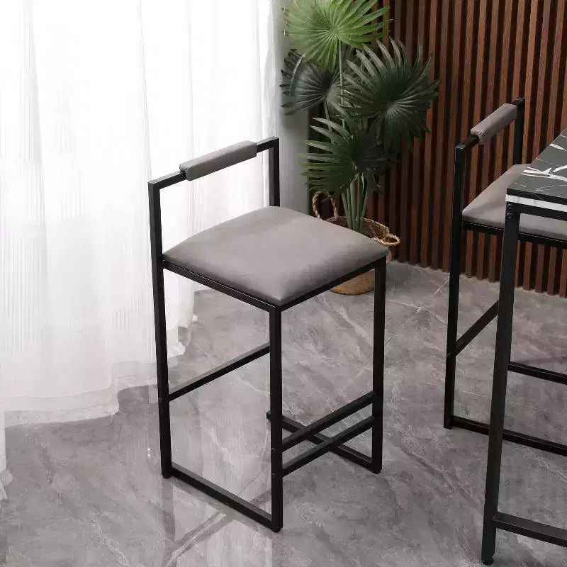 Bar Stools with Backrest Set of 2 - Counter Height, PU Upholstered, with Footrest