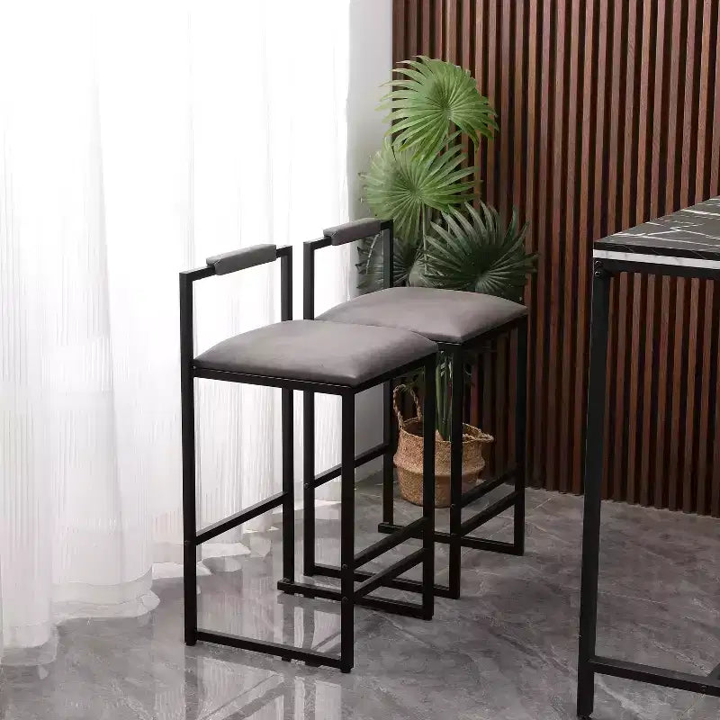 Bar Stools with Backrest Set of 2 - Counter Height, PU Upholstered, with Footrest