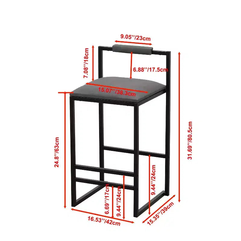 Bar Stools with Backrest Set of 2 - Counter Height, PU Upholstered, with Footrest