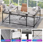 U Shaped Computer Gaming Desk with Monitor Stand and Storage Shelves