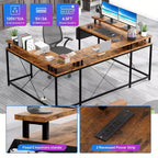 U Shaped Computer Gaming Desk with Monitor Stand and Storage Shelves