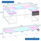 U Shaped Computer Gaming Desk with Monitor Stand and Storage Shelves