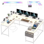 U Shaped Computer Gaming Desk with Monitor Stand and Storage Shelves