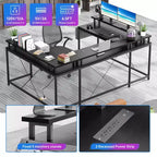 U Shaped Computer Gaming Desk with Monitor Stand and Storage Shelves