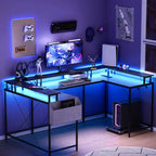 U Shaped Computer Gaming Desk with Monitor Stand and Storage Shelves