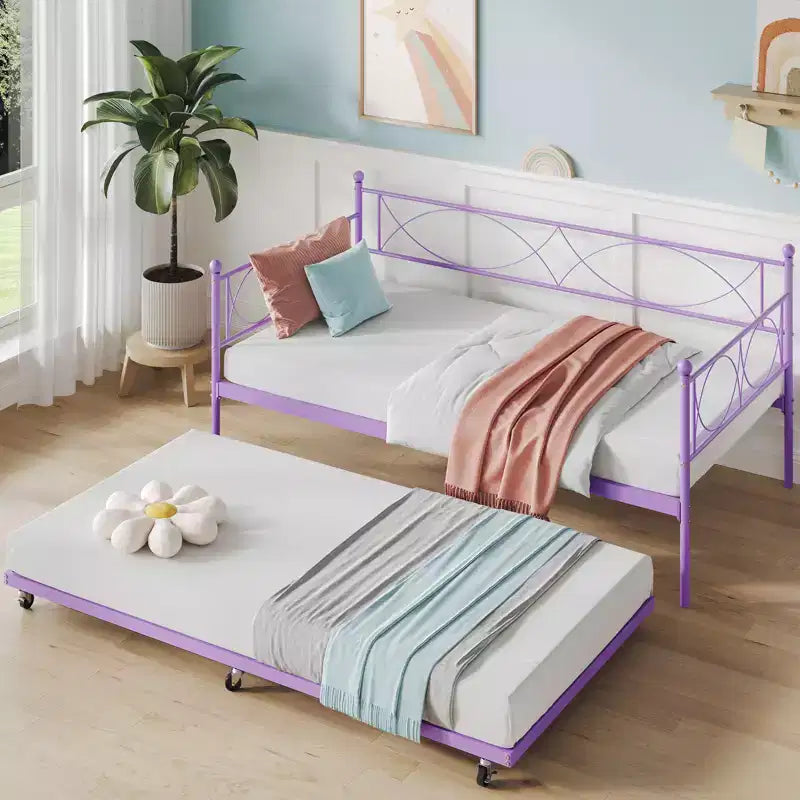 Twin Daybed with Trundle and Steel Slat Support