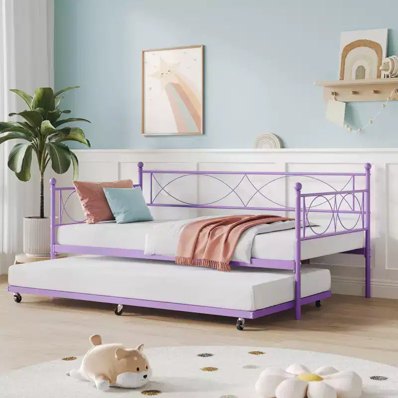 Twin Daybed with Trundle and Steel Slat Support