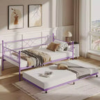 Twin Daybed with Trundle and Steel Slat Support