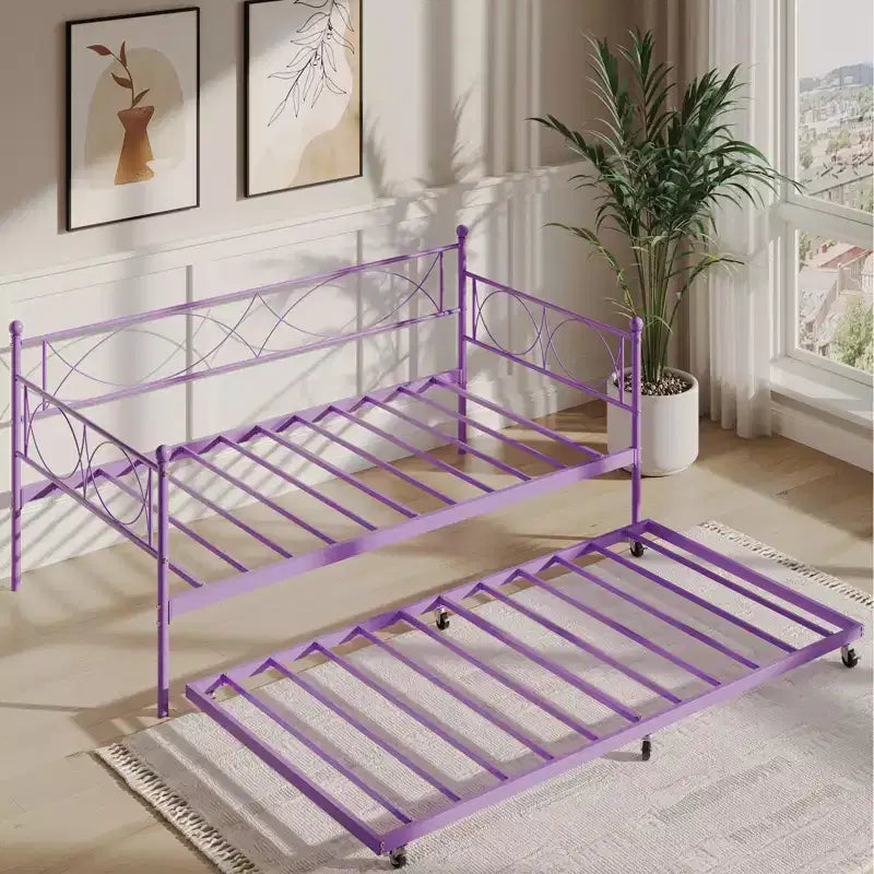 Twin Daybed with Trundle and Steel Slat Support