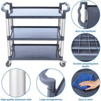 3-Tier Commercial Multifunctional Service Cart with Wheels