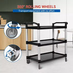 3-Tier Commercial Multifunctional Service Cart with Wheels