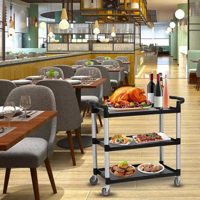 3-Tier Commercial Multifunctional Service Cart with Wheels