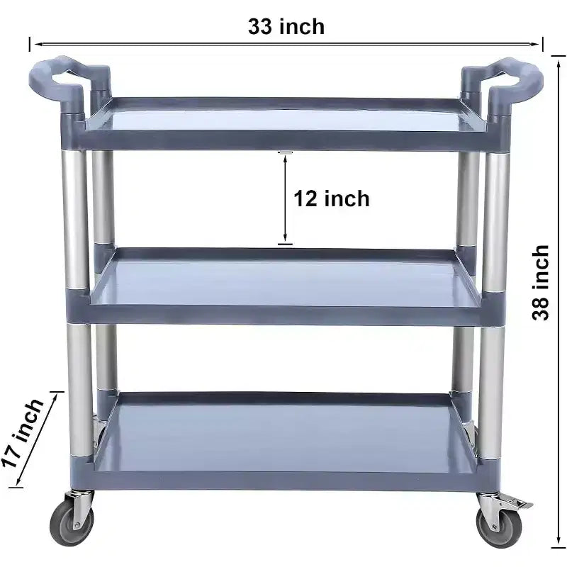 3-Tier Commercial Multifunctional Service Cart with Wheels