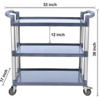 3-Tier Commercial Multifunctional Service Cart with Wheels