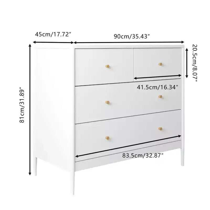 4-Drawer Kids Dresser in White