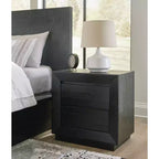 Two-Drawer Charging Nightstand - Black Wood Finish