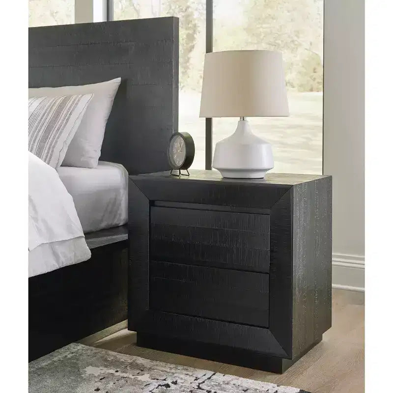 Two-Drawer Charging Nightstand - Black Wood Finish