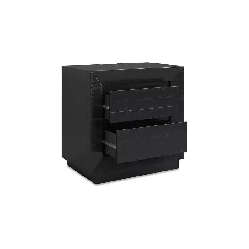 Two-Drawer Charging Nightstand - Black Wood Finish