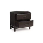 Contemporary 2-Drawer Nightstand, Dark Brown