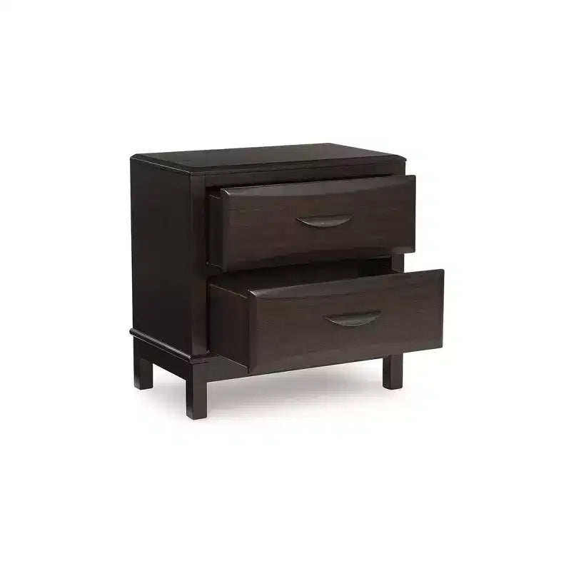 Contemporary 2-Drawer Nightstand, Dark Brown
