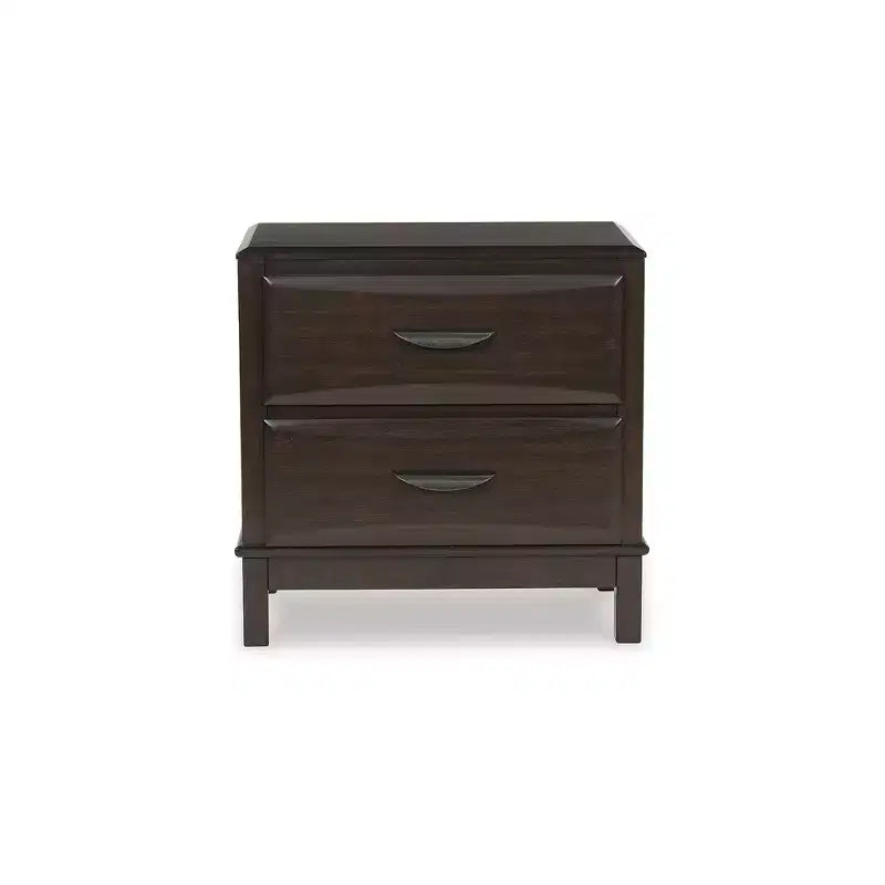 Contemporary 2-Drawer Nightstand, Dark Brown