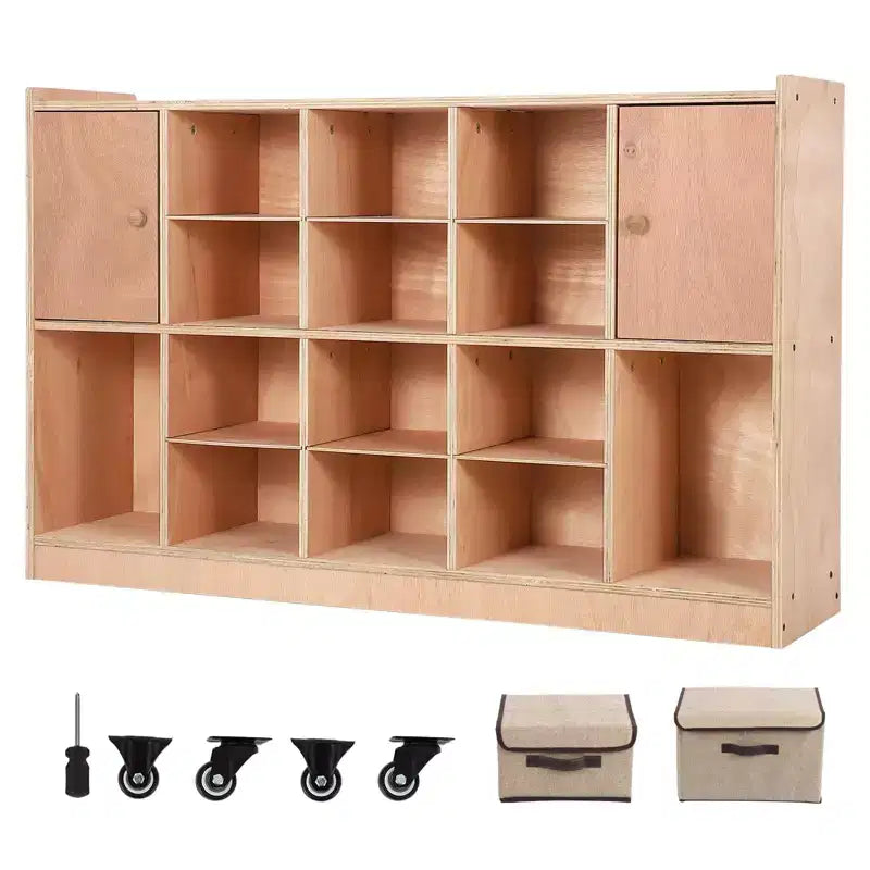 Wall-Mounted Cubby Storage Organizer with Hooks for Classroom and Home