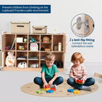 Wall-Mounted Cubby Storage Organizer with Hooks for Classroom and Home