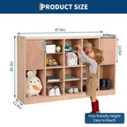 Wall-Mounted Cubby Storage Organizer with Hooks for Classroom and Home