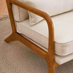 Solid Wood Armchair with Upholstered Seat and Back