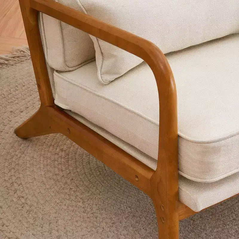 Solid Wood Armchair with Upholstered Seat and Back