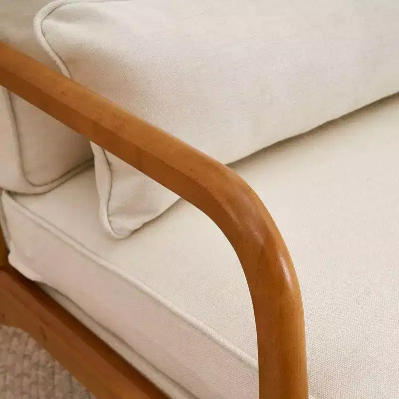 Solid Wood Armchair with Upholstered Seat and Back