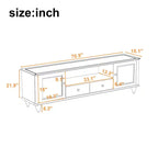 TV Stand for TVs up to 80 Inches with 2 Cabinets, 2 Drawers and Open Shelf, Black/White