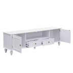 TV Stand for TVs up to 80 Inches with 2 Cabinets, 2 Drawers and Open Shelf, Black/White