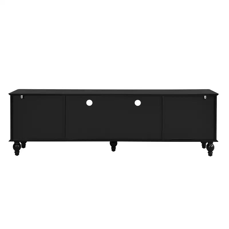 TV Stand for TVs up to 80 Inches with 2 Cabinets, 2 Drawers and Open Shelf, Black/White
