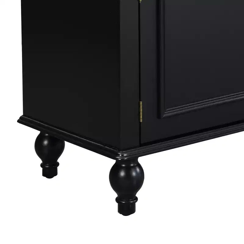 TV Stand for TVs up to 80 Inches with 2 Cabinets, 2 Drawers and Open Shelf, Black/White